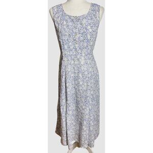 April Cornell Dress Blue White Floral Midi Fairy Delicate Relaxed Coastal Wom XS